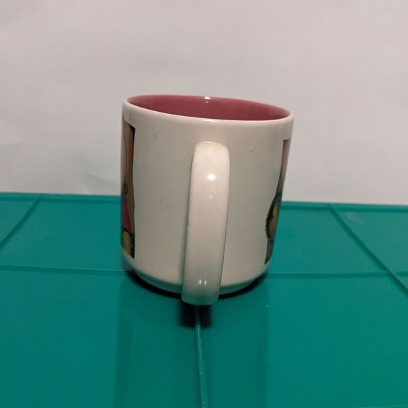 Disney Store Winnie the Pooh Pooh bear Coffee Cup 2 Sided Mug 12 oz pink Inside - Picture 4 of 5